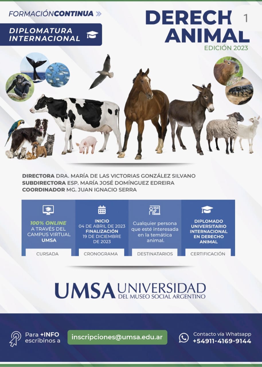 Diplomatura Internacional en Derecho Animal.