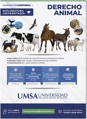 Diplomatura Universitaria  de Derecho Animal. UMSA Universidad del Museo Social Argentino