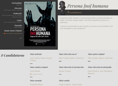 El documental película “Persona no humana” seleccionada para nominaciones de los premios Goya 2023
