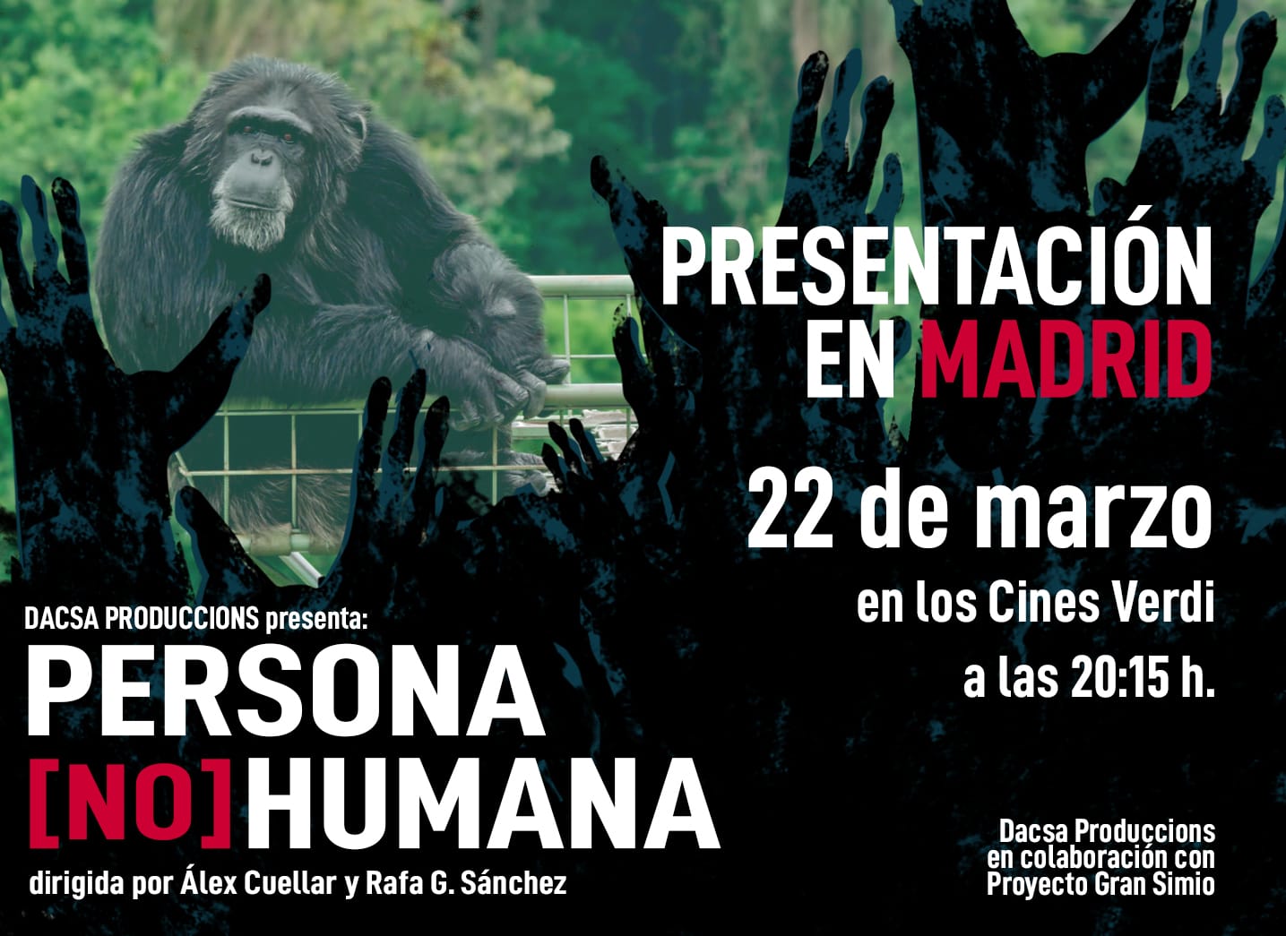 "Persona no humana" se proyecta en los cines Verdi de Madrid.